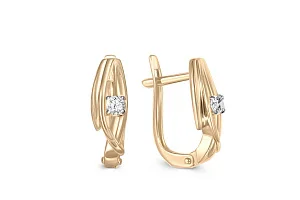Серьги из жёлтого золота с 2 фианитами