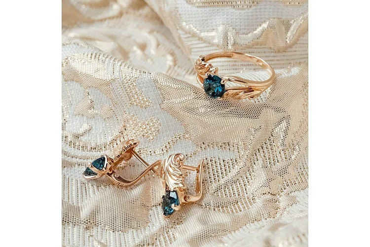 Серьги из красного золота с 2 топазами лондон