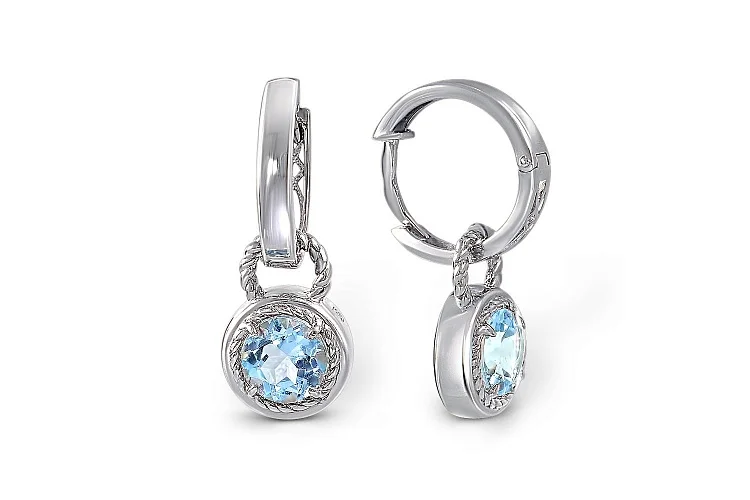 Серьги-трансформеры из белого золота с 2 топазами sky