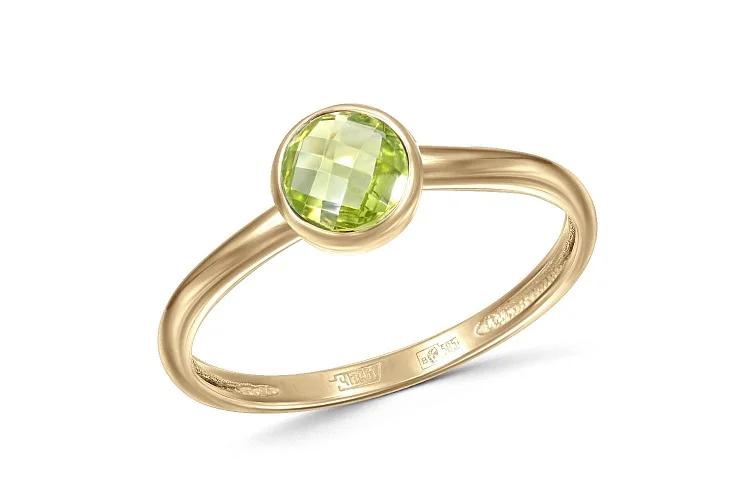 Кольцо из жёлтого золота с хризолитом
