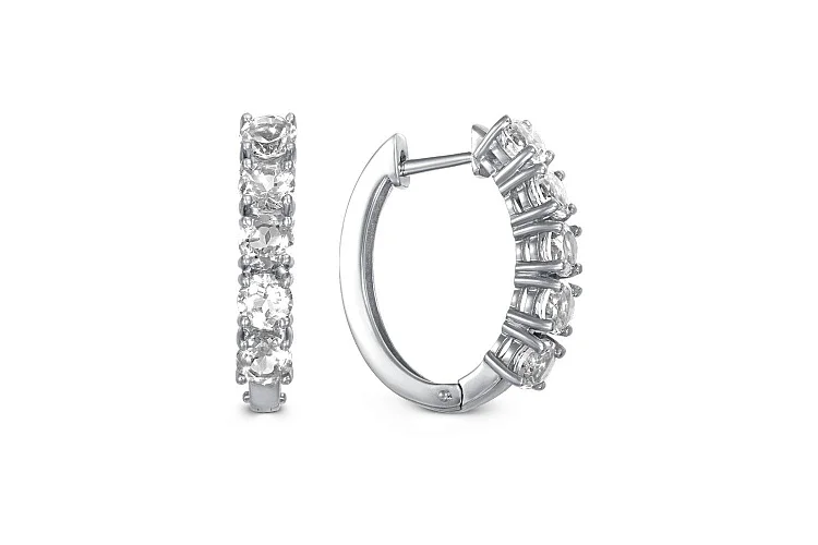 Серьги Дорожки из белого золота с 10 фианитами