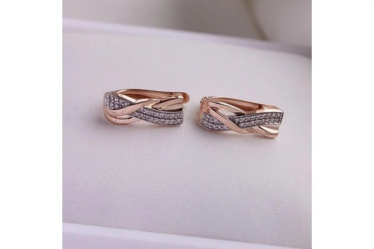 Серьги из красного золота с 50 бриллиантами