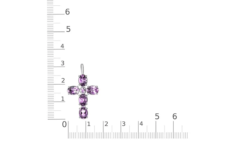 Крест из белого золота с 6 аметистами