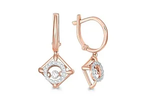 Серьги Квадраты из красного золота с 30 фианитами