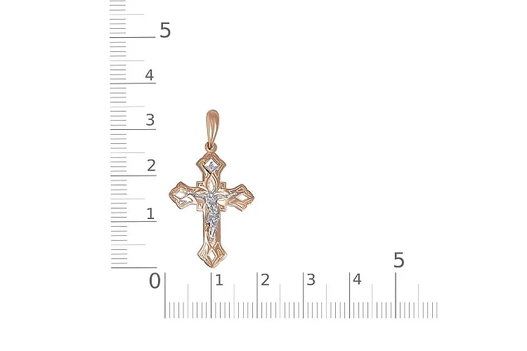 Крест из красного золота с бриллиантом