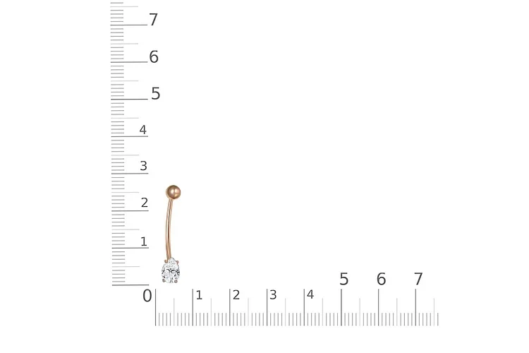 Пирсинг из красного золота с фианитом