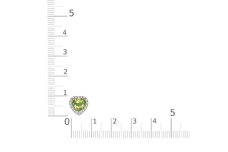 Подвеска Сердце из красного золота с хризолитом и 18 фианитами