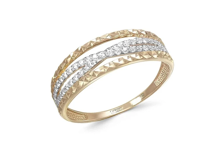 Кольцо Дорожка из жёлтого золота с 41 фианитами