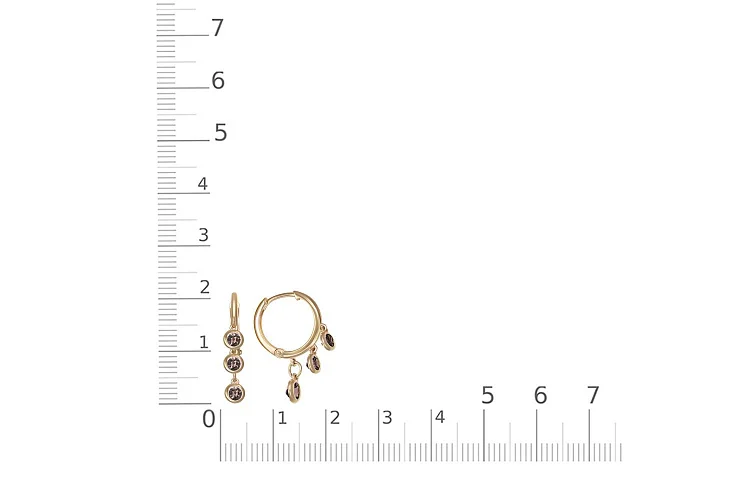 Серьги из жёлтого золота с 6 раухтопазами