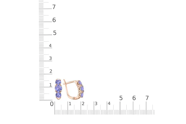 Серьги из красного золота с 6 танзанитами