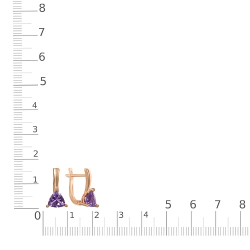 Серьги из красного золота с 2 аметистами