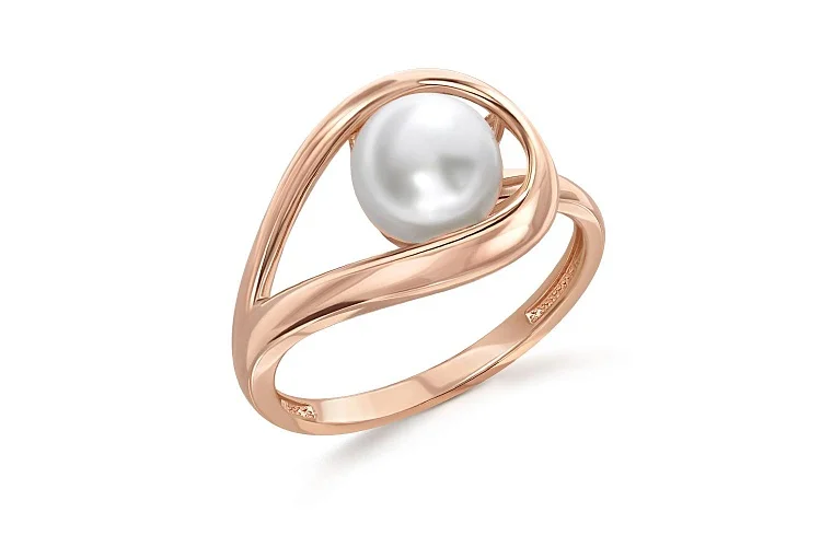 Кольцо из красного золота с жемчугом