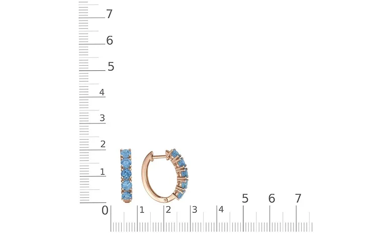 Серьги Дорожки из красного золота с 10 топазами swiss