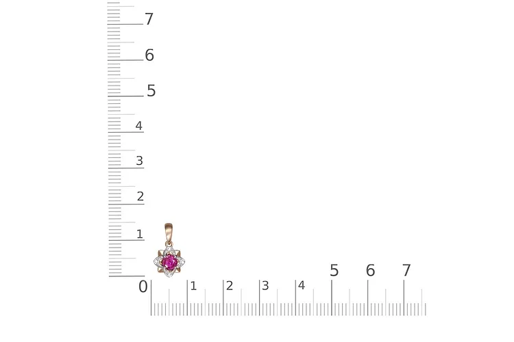 Подвеска Цветок из красного золота с корундом и 4 бриллиантами