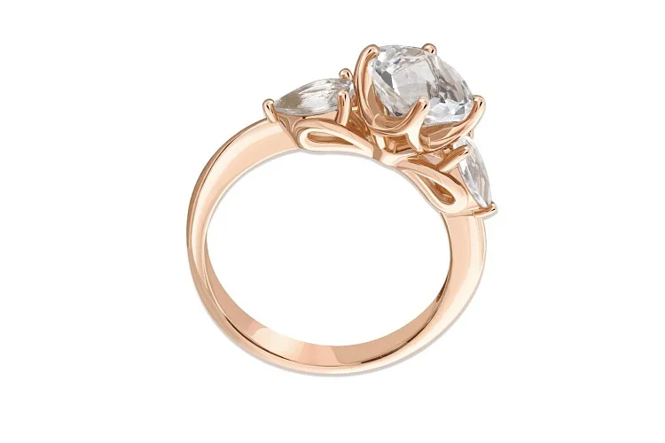 Кольцо из красного золота с горным хрусталём