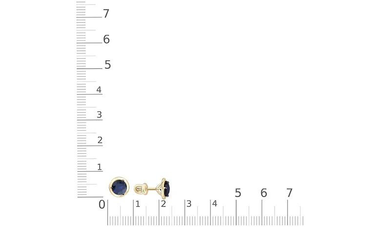 Серьги-пусеты из жёлтого золота с 2 сапфирами