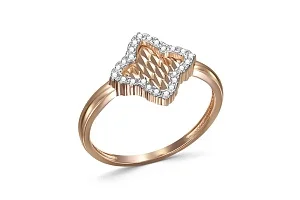 Кольцо Клевер из красного золота с 24 фианитами