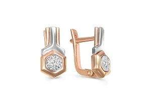 Серьги из красного золота с 2 бриллиантами