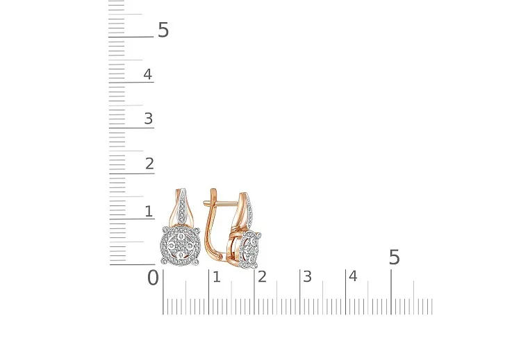 Серьги из красного золота с 86 фианитами