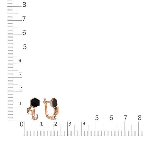 Серьги из красного золота с 2 фианитами