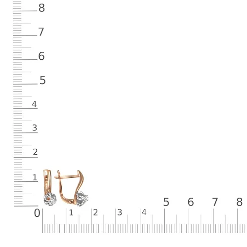 Серьги Цветы из красного золота с 2 фианитами