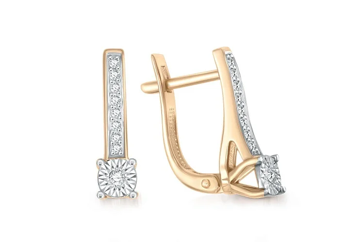 Серьги из жёлтого золота с 18 бриллиантами