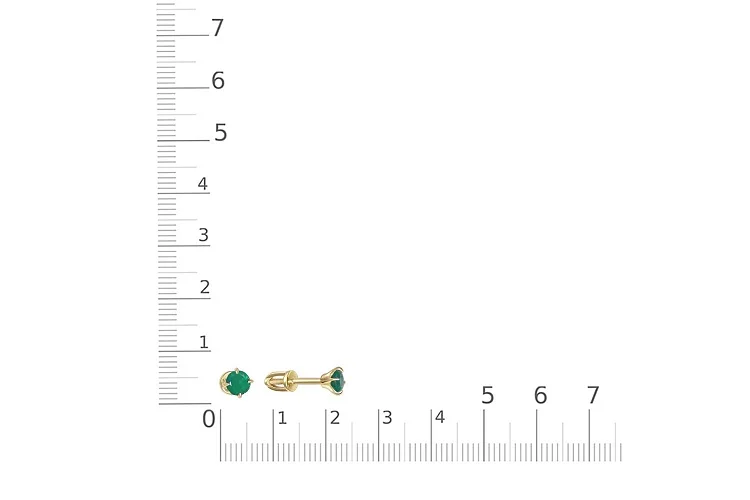 Серьги-пусеты из жёлтого золота с 2 агатами