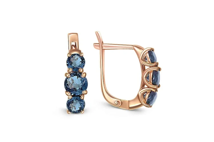 Серьги из красного золота с 6 топазами лондон
