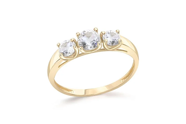 Кольцо из жёлтого золота с горным хрусталём