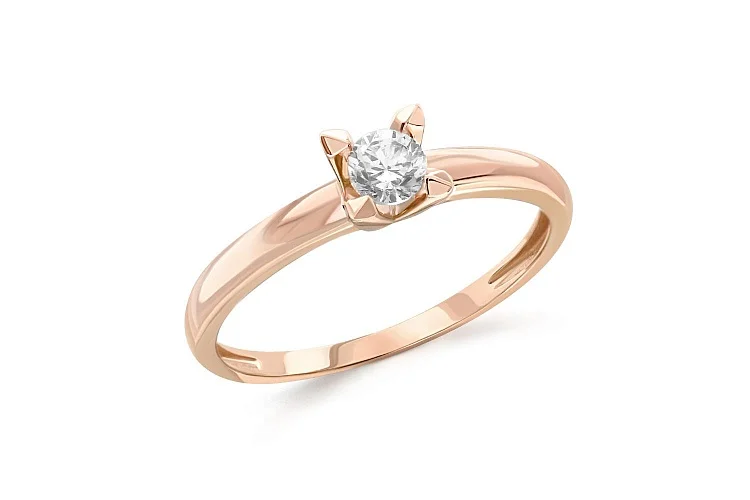 Кольцо из красного золота с фианитом