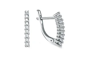Серьги Дорожки из белого золота с 18 фианитами