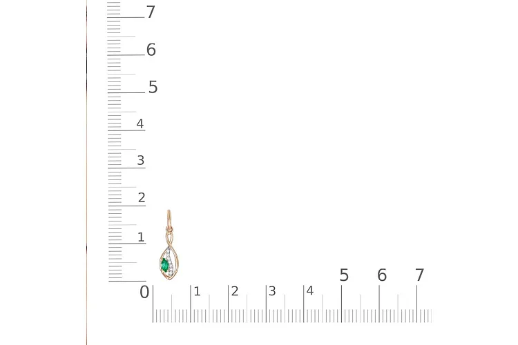 Подвеска из красного золота с изумрудом и 7 бриллиантами