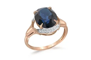 Кольцо из красного золота с наноситалом и 18 фианитами