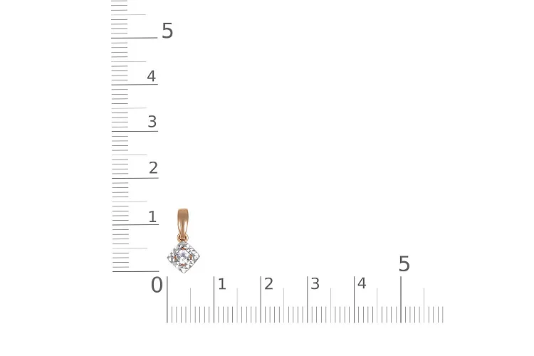 Подвеска Квадрат из красного золота с бриллиантом