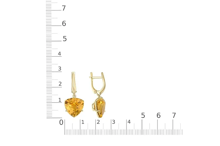 Серьги из жёлтого золота с 2 цитринами