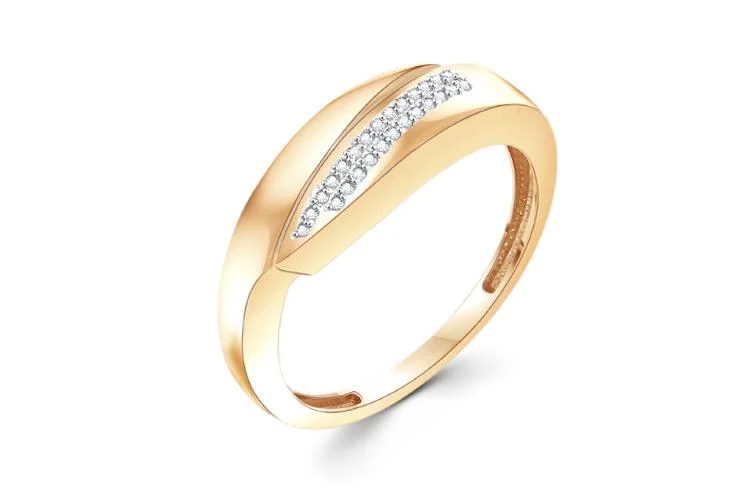 Кольцо из красного золота с 130 фианитами