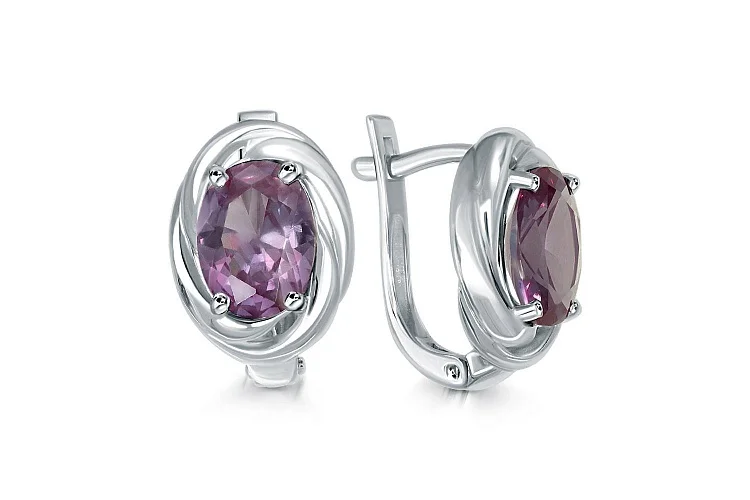 Серьги из белого золота с 2 корундами