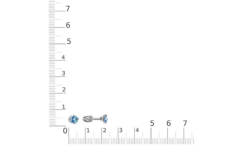 Серьги-пусеты из белого золота с 2 топазами swiss