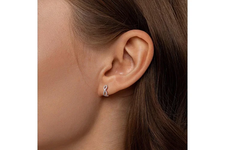 Серьги Бесконечность из красного золота с 48 фианитами