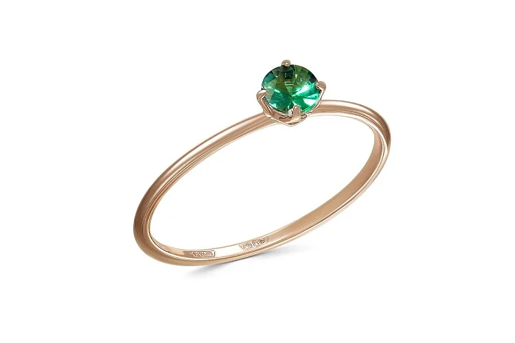 Кольцо из красного золота с изумрудом