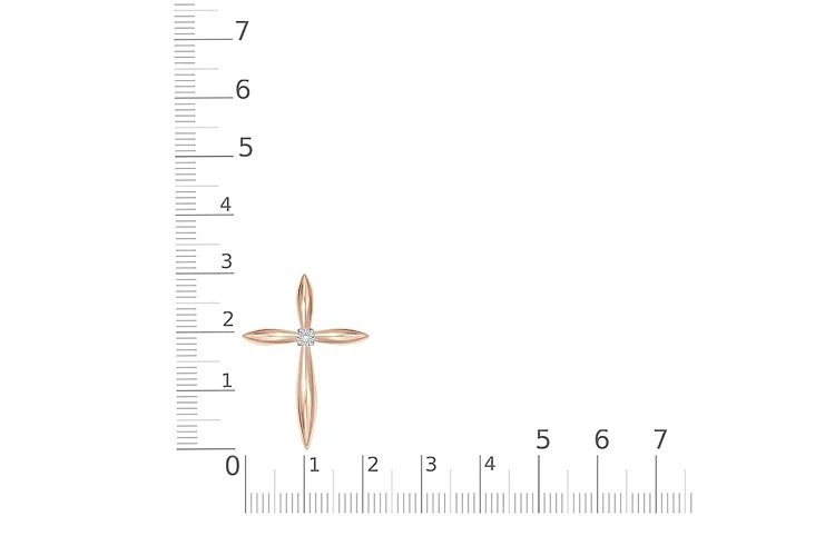 Крест из красного золота с бриллиантом