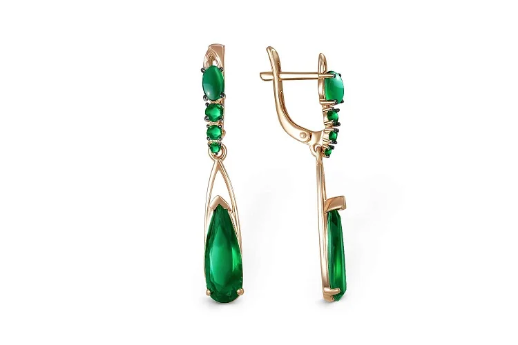 Серьги из красного золота с 10 агатами