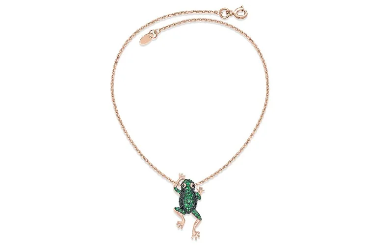 Колье Лягушка из красного золота с 51 фианитами