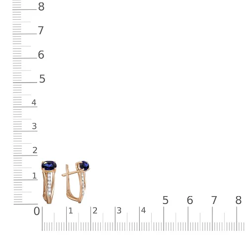 Серьги из красного золота с 2 сапфирами и 12 бриллиантами