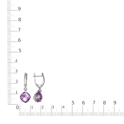 Серьги из белого золота с 2 аметистами