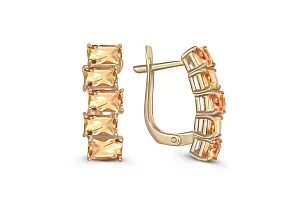 Серьги из жёлтого золота с 10 цитринами