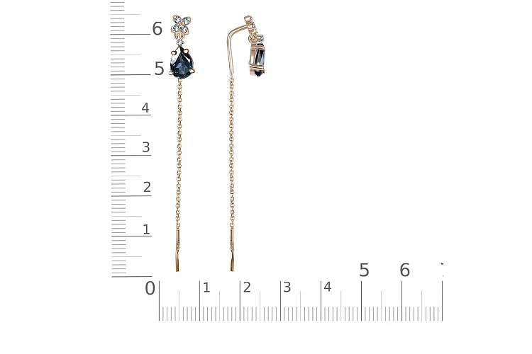 Серьги-продёвки Цветы из красного золота с 12 топазами лондон