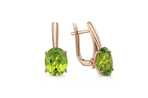 Серьги из красного золота с 2 хризолитами
