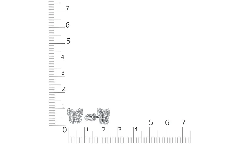 Серьги-пусеты Бабочки из белого золота с 56 фианитами
