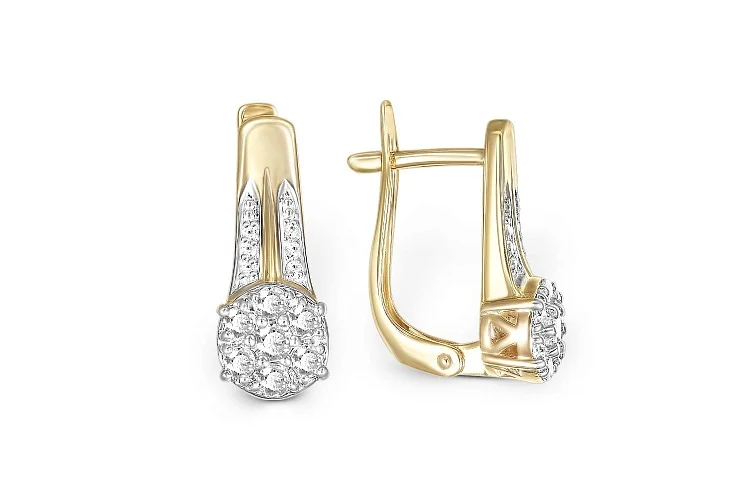 Серьги из жёлтого золота с 26 фианитами